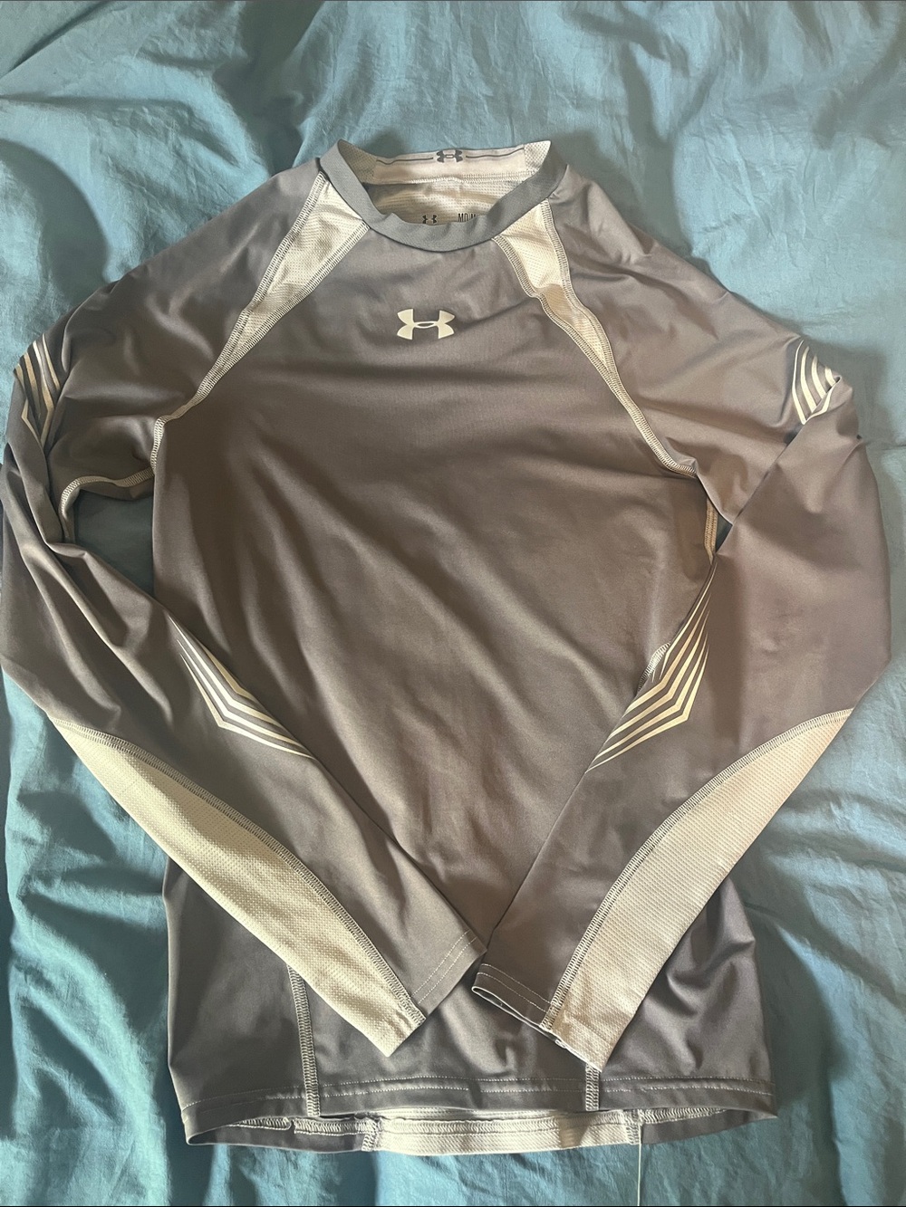 Under Armour Gray and Cream Performance Long Sleeve Top